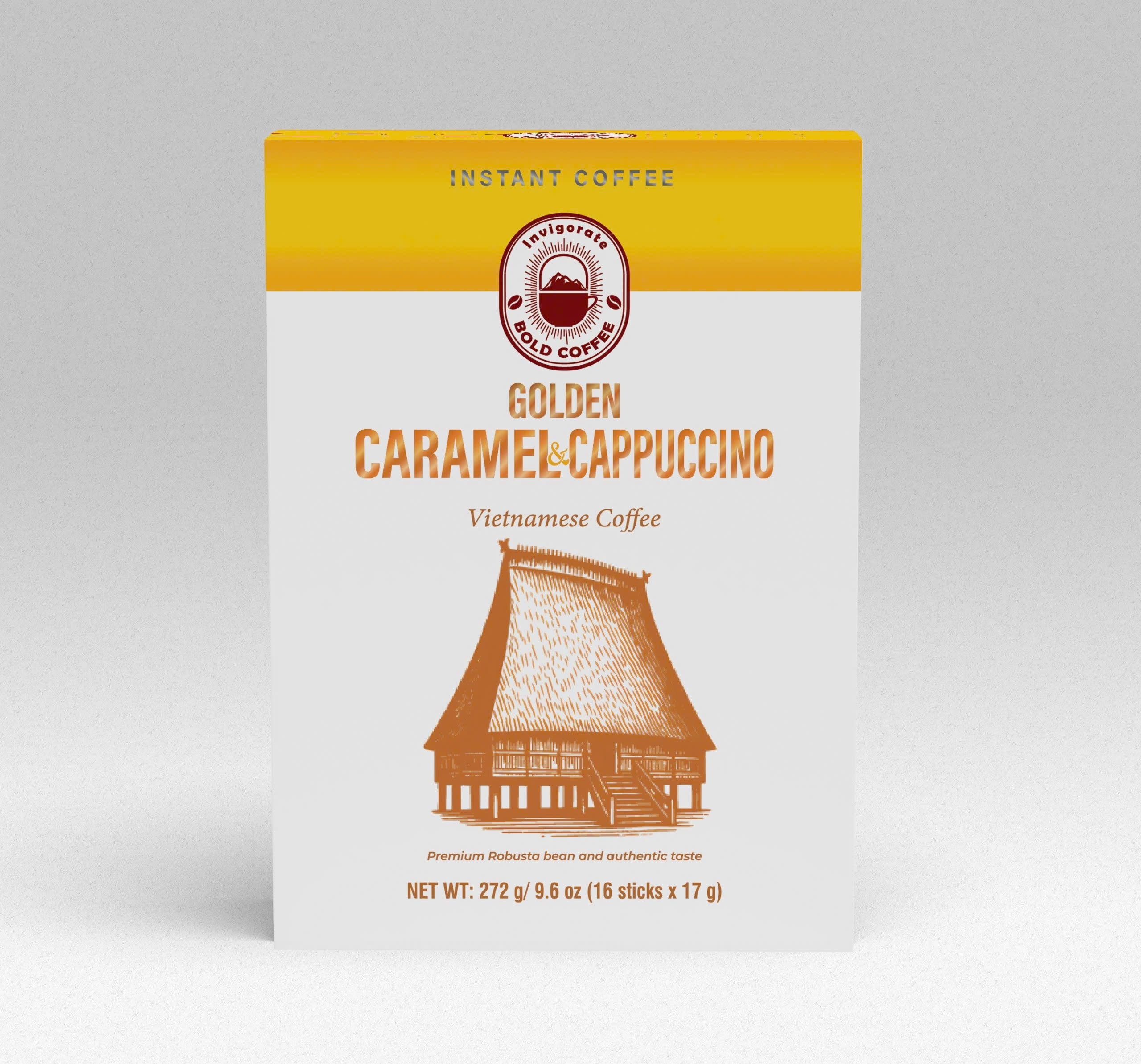 Golden Caramel Cappuccino 3 -in-1 Vietnamese Coffee – 16 -Pack Box (Single Serve)